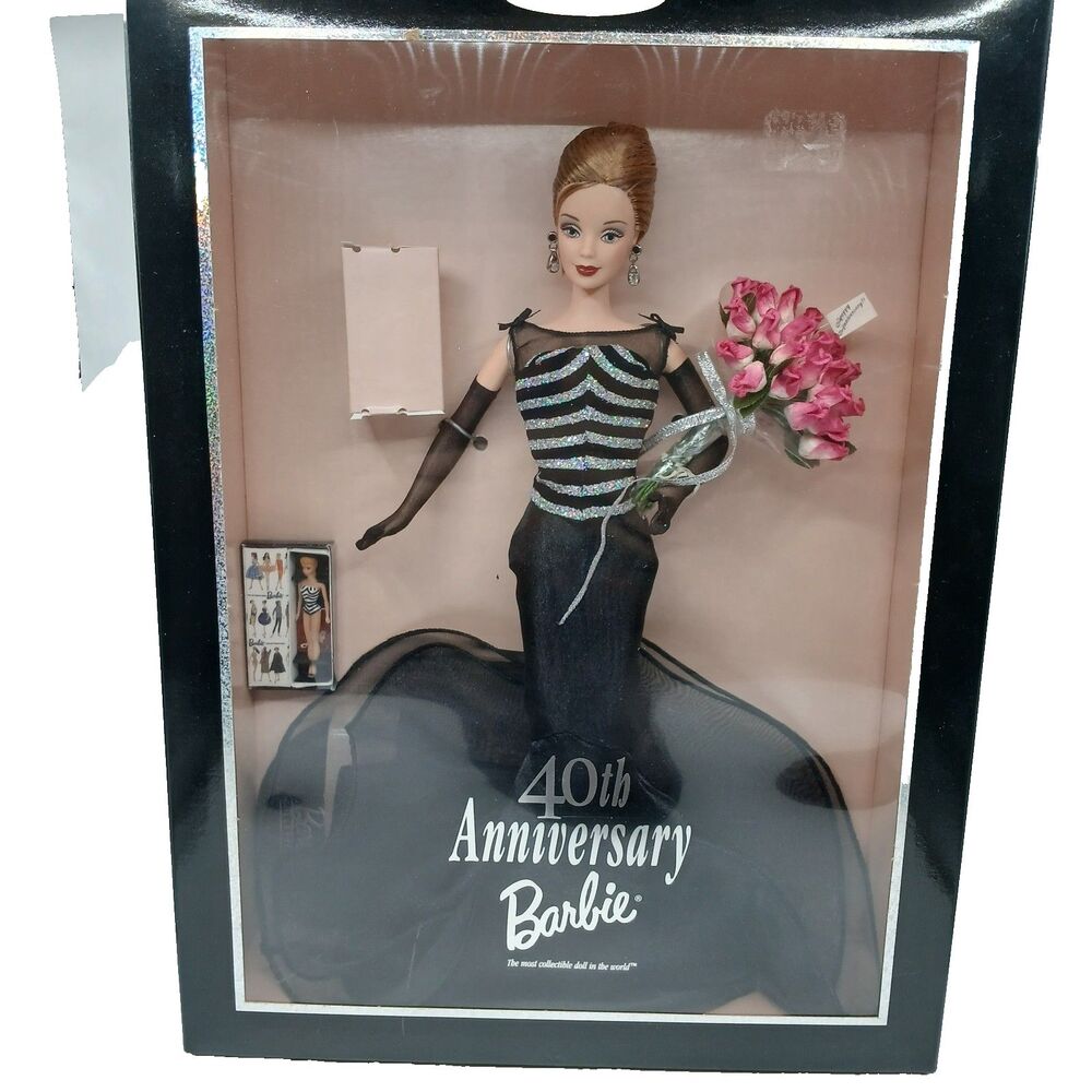 40th Anniversary Barbie Doll Zebra Stripe Gown & Mini Barbie 1999 New in Box